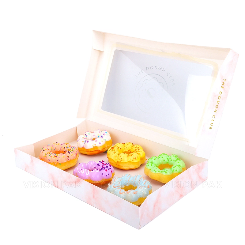 Custom Printed Donut Paper Box Food Grade Bakery Packaging Box for Donuts Pastry Cake Gift Folding Paper Box